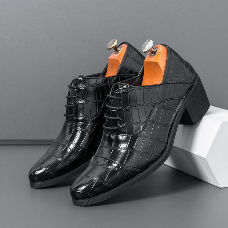 Роскошные коричневые мужские туфли на высоком каблуке, остроносые кожаные туфли для мужчин, увеличивающие рост, свадебные формальные туфли, мужские оксфорды