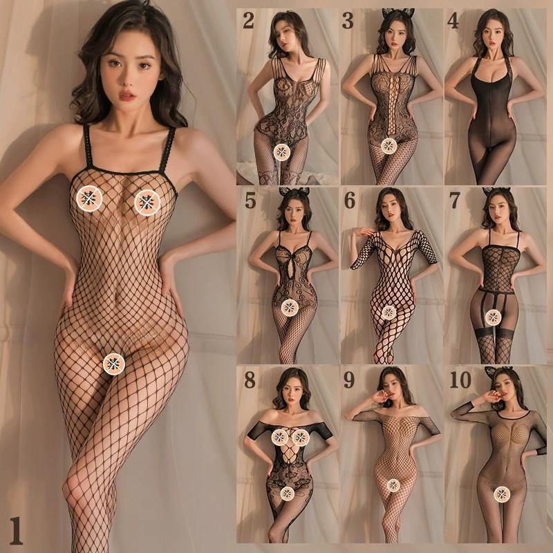 Эротический черный сетчатый комплект нижнего белья с открытыми чулками - соблазнительный и сексуальный