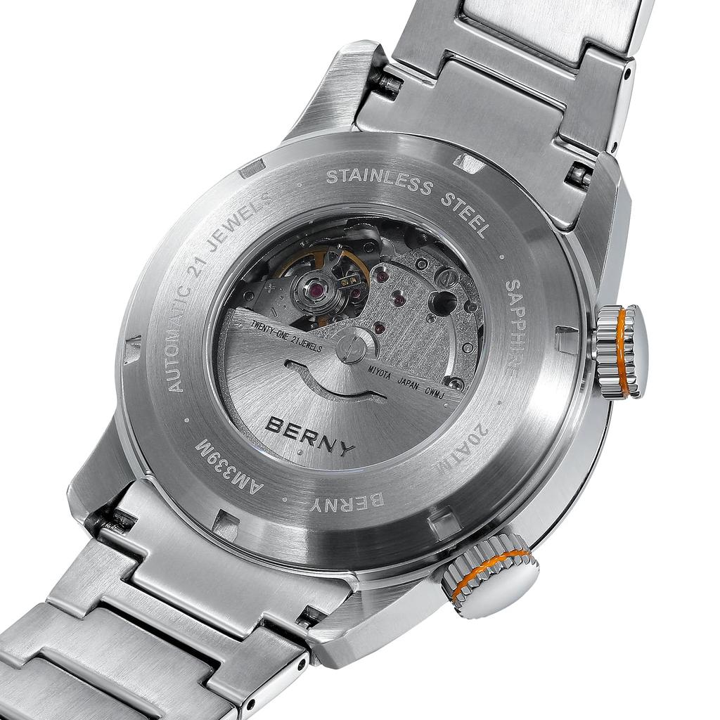 BERNY Watch Mechanical Watch Hand Wind Watch Automatic Watch 200m Diving Watch HV600 Hardness Sapphire Glass Durable Stainless Steel Band Ultra