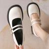 Spring and Autumn Women Shoes Small Leather Shoes Mary Jane Patent Leather Round Head Thick Heel Buckle Strap Single Shoes 2024