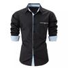 Men's Spring Autumn Men's Fashion Checkered Color Blocked Business Slimming Casual Shirt Long Sleeved Shirt