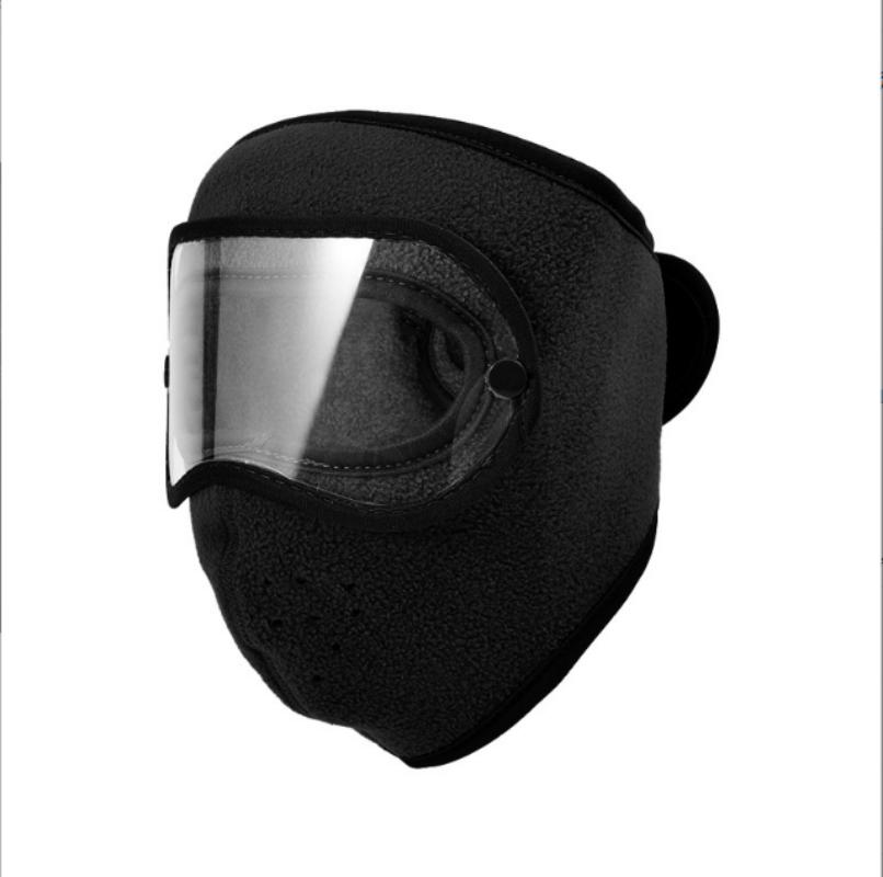 Fashion 6 Colors Women Men Winter Polar Fleece Face Mask Thick Face Covering With Windproof Goggles For Outdoor Cycling Warm Ski Mask Motorcycle