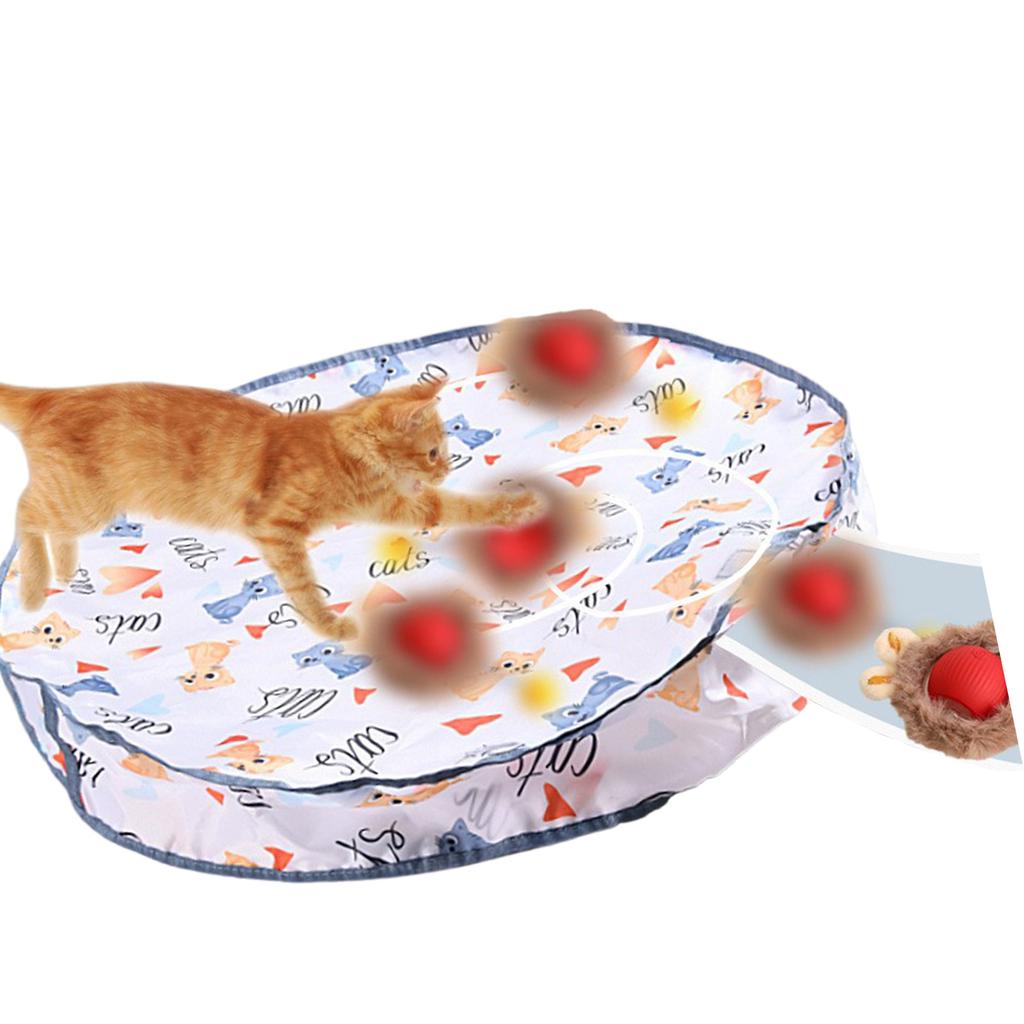 Интерактивный игровой коврик с игрушкой для кошек, активируемой движением, и быстро катящимися игрушечными шариками, перезаряжаемый коврик-дразнилка диаметром 28 дюймов