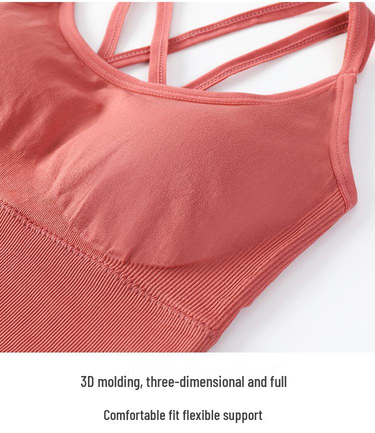 Plus Size Ribbed Strappy Sports Bra - Shockproof, Comfortable & Thin for Women’s Fitness