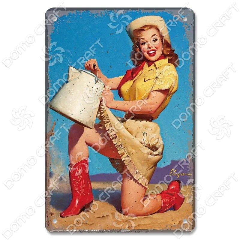 Cowgirl Tin Sign Metal Plaque Cowboy Boots Pony Metal Poster Vintage Wall Decor for Horse Riding Club Garden Home