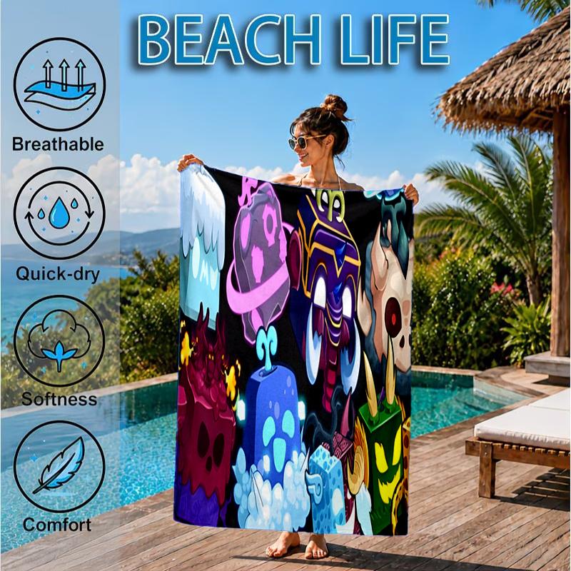 Colorful Cube Creatures Beach Towel, Microfiber Beach Towel, Perfect For Pool, Beach, Travel, Home Decor Beach Party Fan gifts