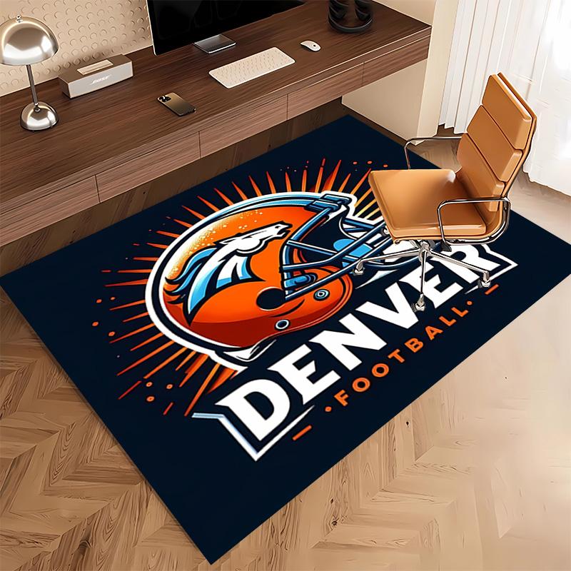 1pc Denver Broncos LOGO Print Area Rug - Soft, Washable Non-Slip Indoor Mat, Living Room, Home Office Decorative Rug,Office Decorative