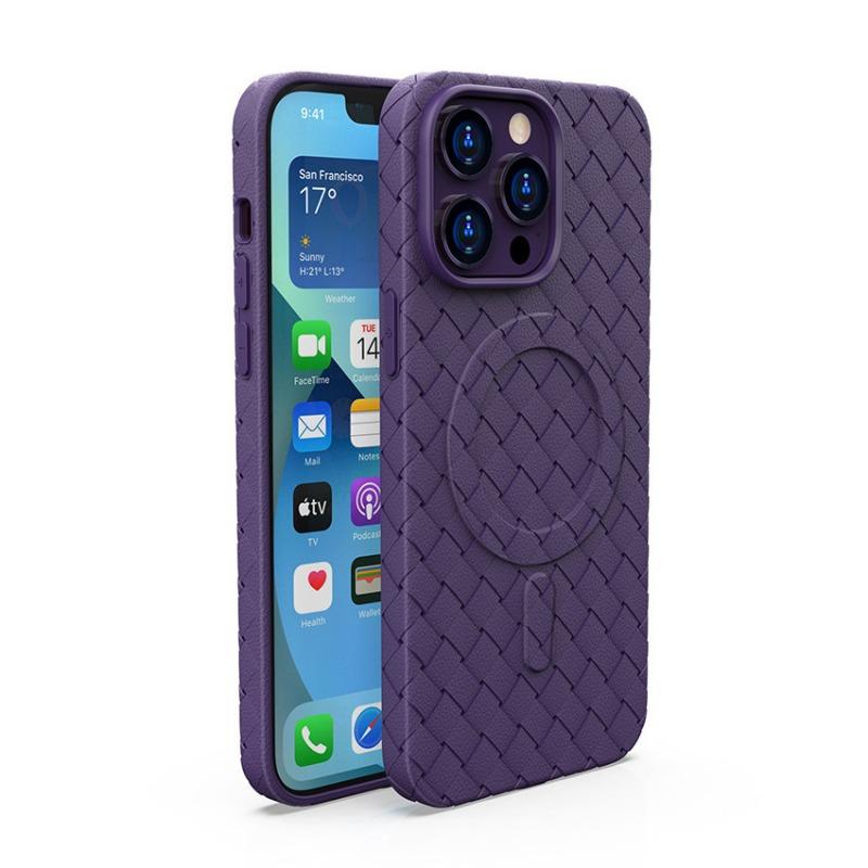 Подходит для Apple 17proMax Тканый узор Магнитный чехол для телефона Охлаждающий Сверхтонкий Противоударный Защитный чехол для iPhone 16 15