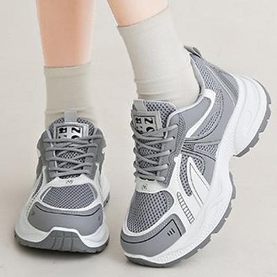 Дышащие сетчатые кроссовки для бега женские весенне-осенние модные разноцветные на платформе спортивная обувь женская на шнуровке нескользящая обувь женская