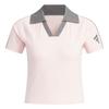 Fashionable Simple Loose Short Sleeve Polo Shirt Women Tops Sand Pink JN3511