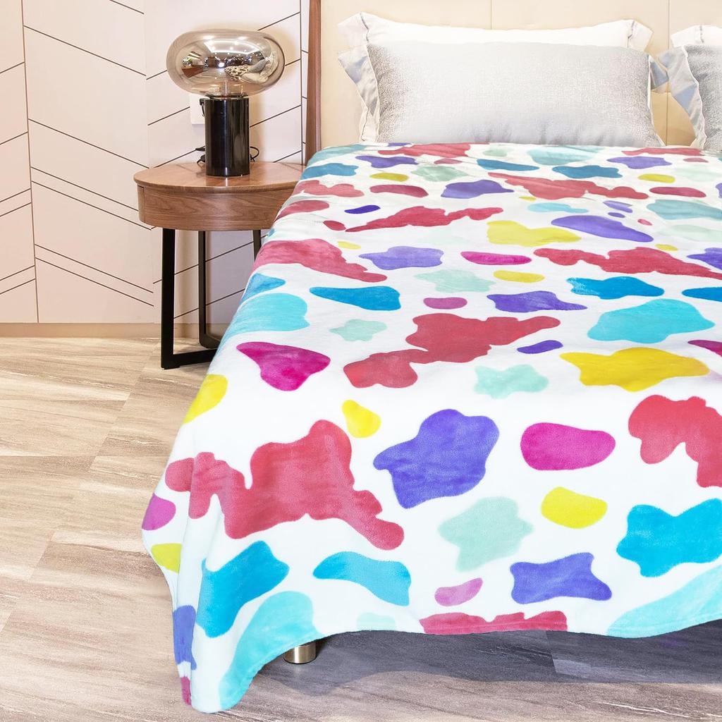 Colorful spots Printed Blanket for Sofa Bed Travel Camping Living Room Office Conditioning Blanket for All Seasons Gifts