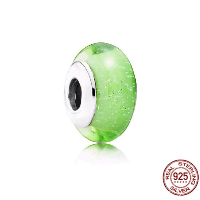 Стерлингового серебра 925 пробы, белый, красный, синий, счастливый четырехлистный клевер, муранское стекло, очаровательные ювелирные изделия, бусины, подходят для милого модного браслета