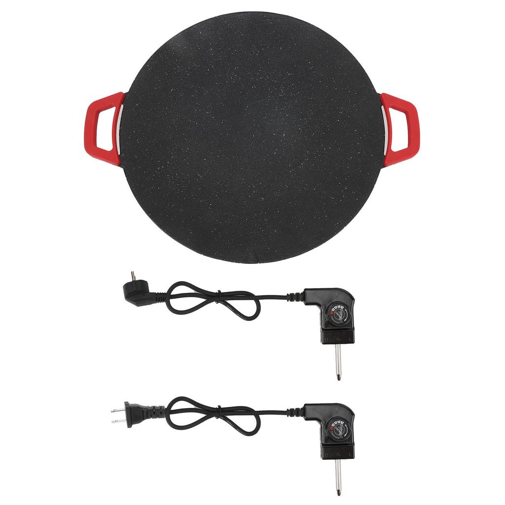 Round Electric Grill 40cm Smokeless Nonstick Rapid Heat Up BBQ Grill Pancake Maker with Handles