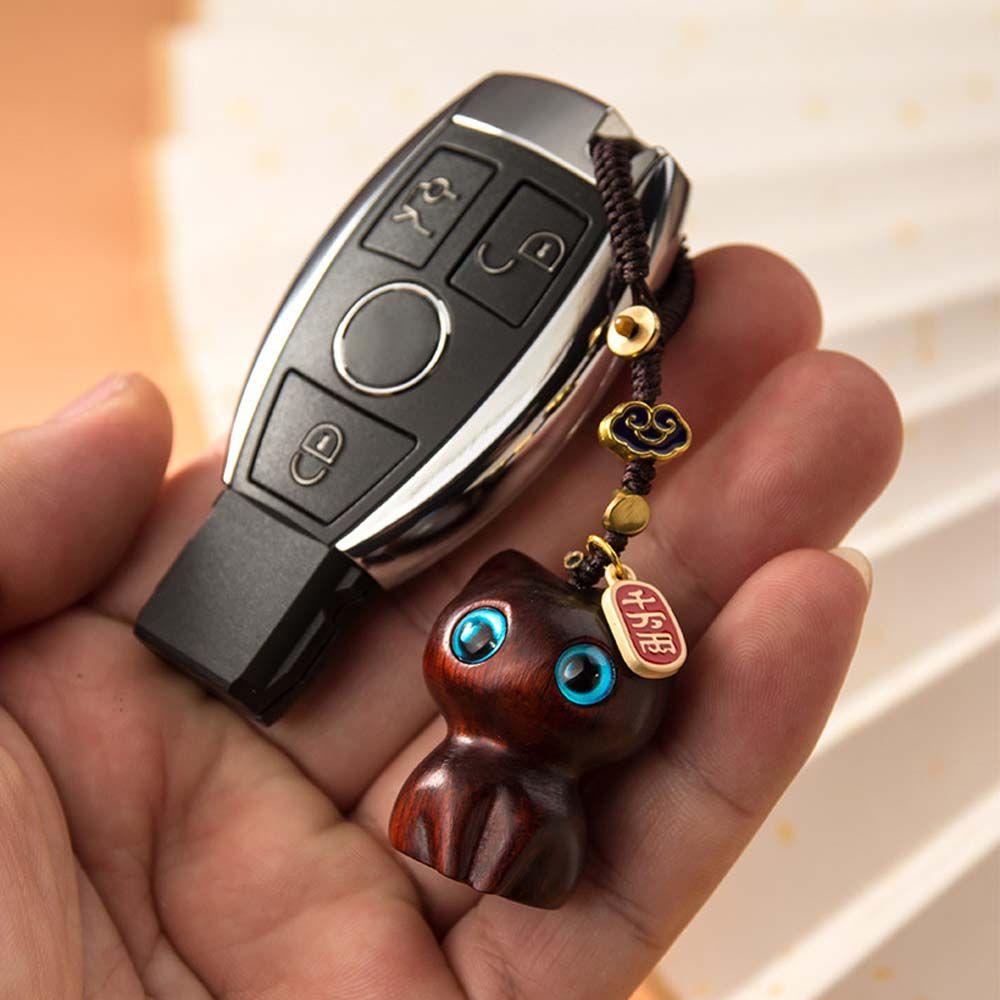 Sandalwood Wooden Wooden Cat Keychain Mobile Phone Strap Mobile Phone Lanyard Mobile Phone Chain