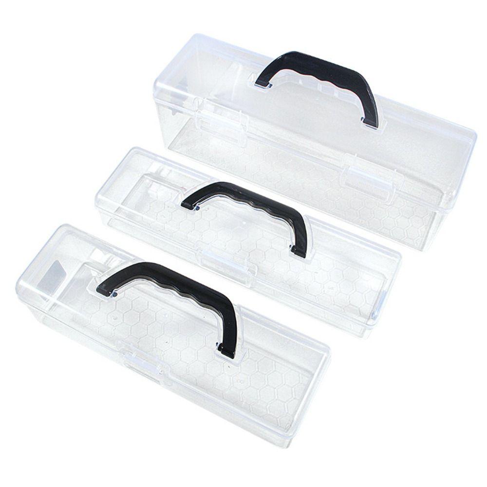 Clear Clear Storage Box with Handle Marker Pen Storage Holder Painting Brush Case Art Students