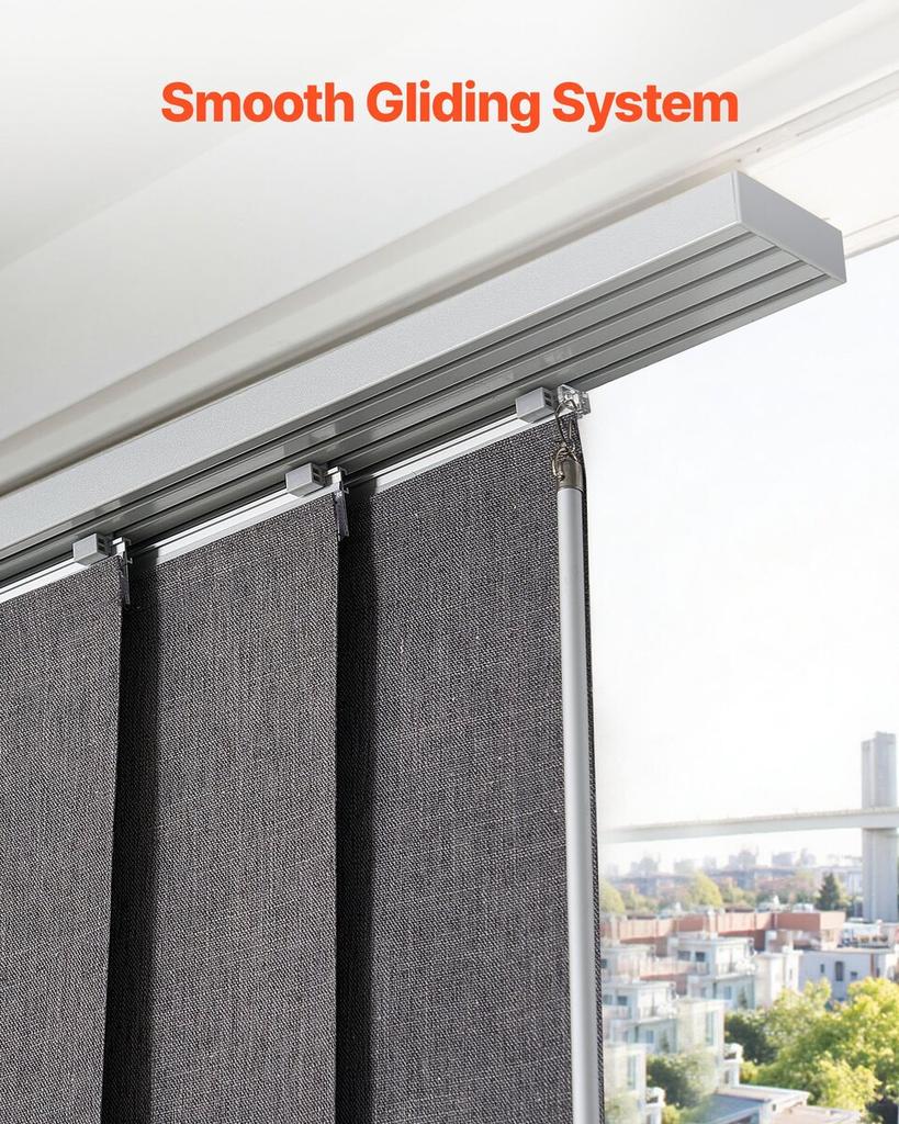Panel Track Blinds Extendable Track 116 cm to 218 cm W Trimmable Dark Gray