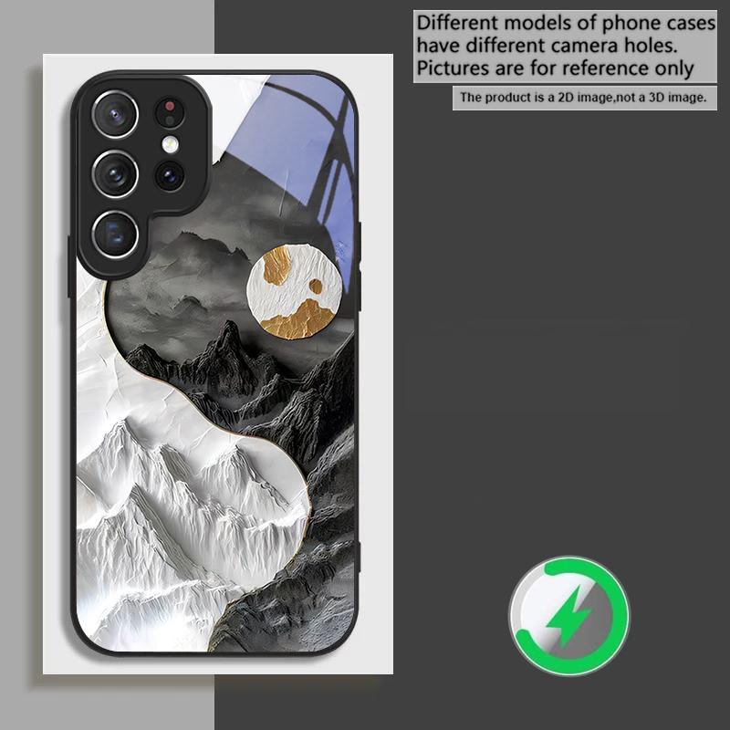 Кластер Снежных Гор Подходит для Samsung Galaxy S26 Ultra S20 FE S21 S22+ S23 Plus S24 S25 Edge Магнитный Стеклянный Чехол для Телефона