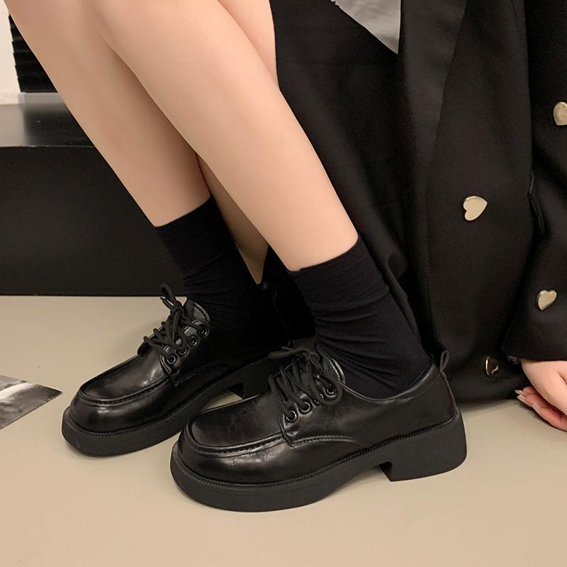 Модные туфли в студенческом стиле с толстой подошвой, женские туфли на шнуровке, модные туфли для девочек в стиле ретро, коричневые туфли Jk Uniform, одинарные туфли