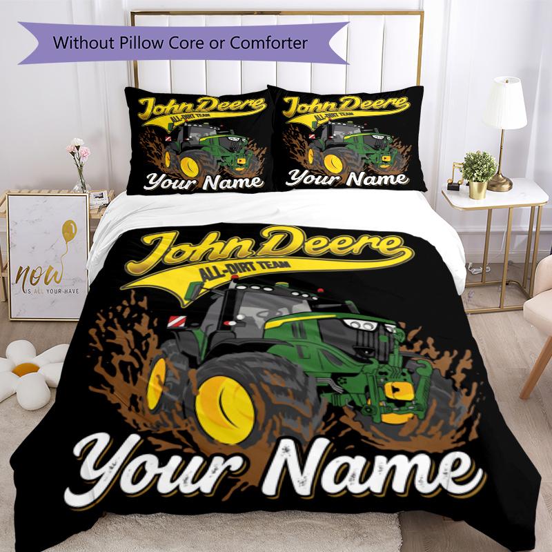 John Deere Customize Your Name Bedding Set Breathable Duvet Cover With Pillowcases Home Decoration Birthday Gift