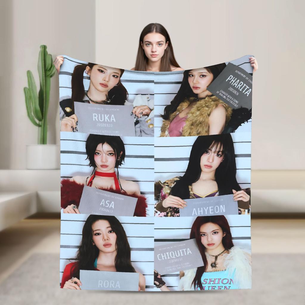 Kpop Babymonsters Group Blankets Flannel Textile Decor Breathable Lightweight Throw Blankets for Home Office Bedspread