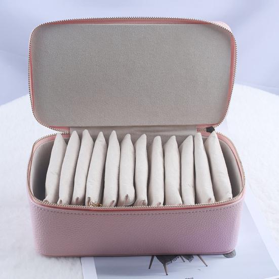 Travel Jewelry Box Large Capacity Zipper Closure Waterproof Hard Shell Soft Lining