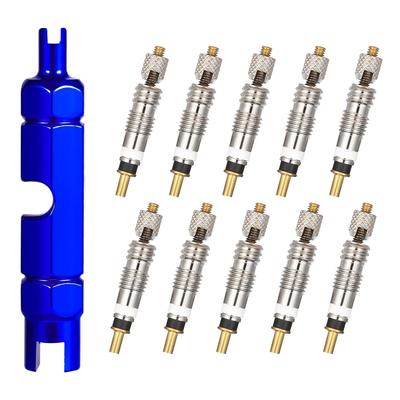 Клапанный сердечник Presta Valve Conversion Valve Extender Съемный клапанный сердечник Аксессуары для ремонта и обслуживания алюминиевый набор из 11 предметов Французский клапан Клапан