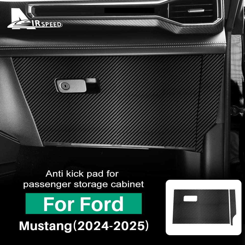 For Ford Mustang GT Dark Horse EcoBoost 2024 2025 2026 Anti-kick Pad LHD RHD Car Copilot Storage Box Sticker Carbon Fiber Suede