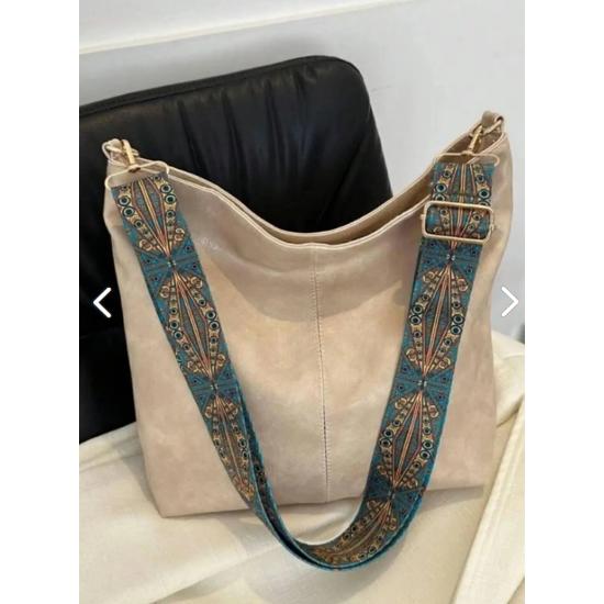 Кремовая женская роскошная сумка через плечо с узорчатым ремешком на молнии, качественная обработка и мягкая искусственная кожа