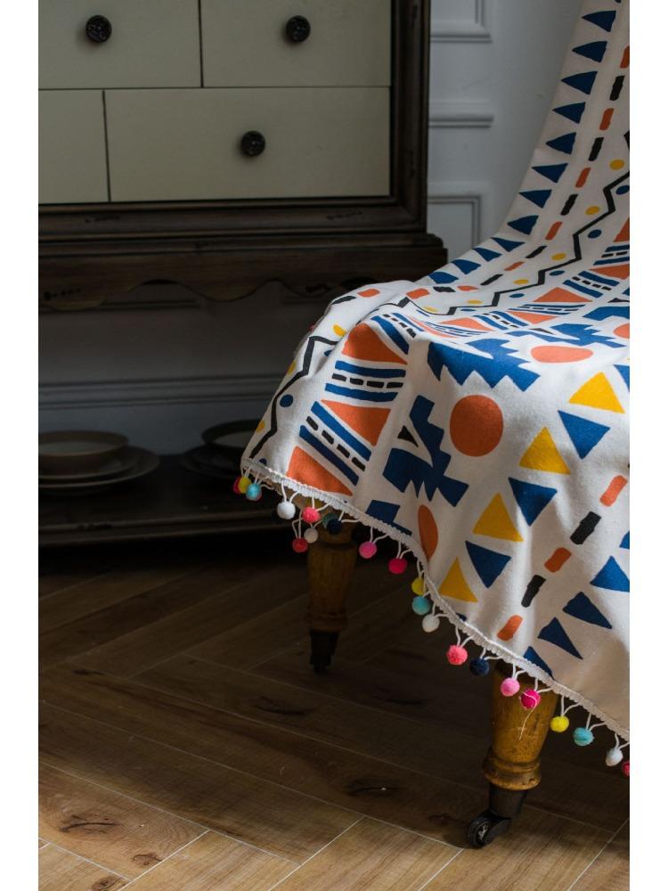 Напечатанные цветные шерстяные шары в стиле бохо-рустик с перекрестными краями для гостиной, спальни, эркера, столовой или кухни, бара