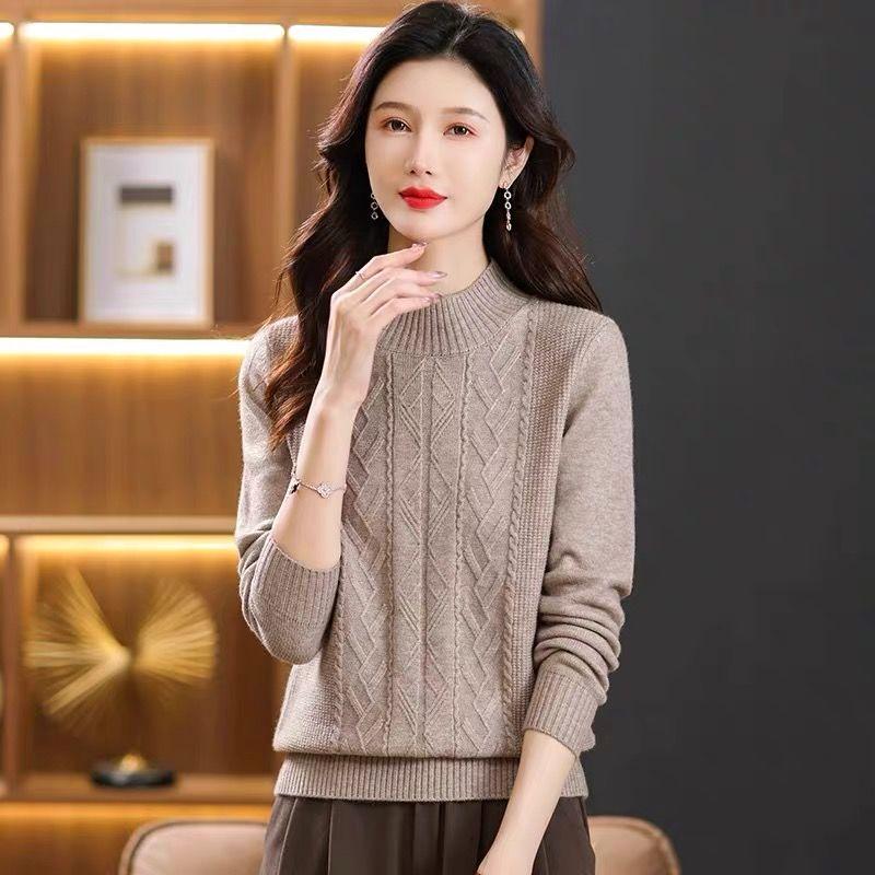 Mock Neck Knitted Sweater, Casual Plain Color Minimalist Pullover Sweater for Fall & Winter, Women's Clothing