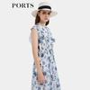 PORTS Women's Summer Floral Print Belted Midi Dress SQ8D020VPS008