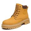 Winter Men Women Unisex Leather Yellow Boots Fashion British Style Work Shoes Autumn Big Size 49 50 Plush Warm