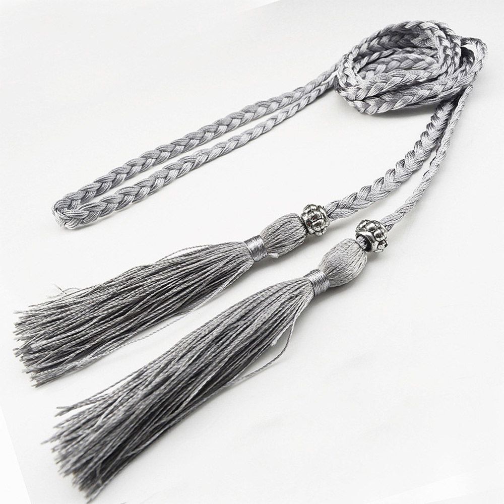Thin Decorated Tassle Waistband Bow Dress Braided Belts Tassles Belts Waist Rope Waist Chain