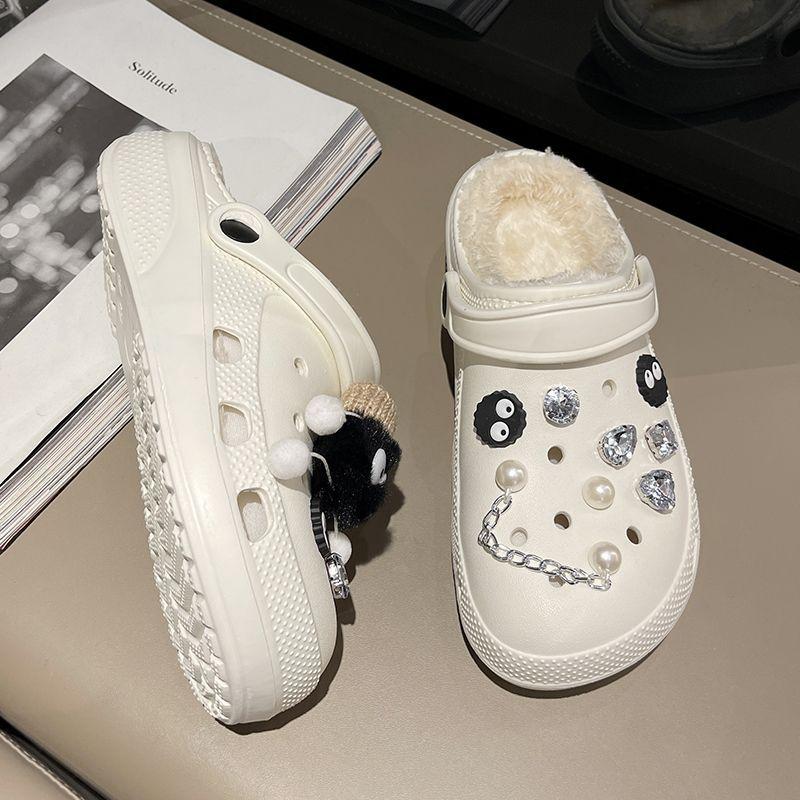 Хлопковые туфли с отверстием для шнурка женские осенне-зимние новые милые маленькие брикеты верхняя одежда толстая подошва теплый бархат сделай сам зима