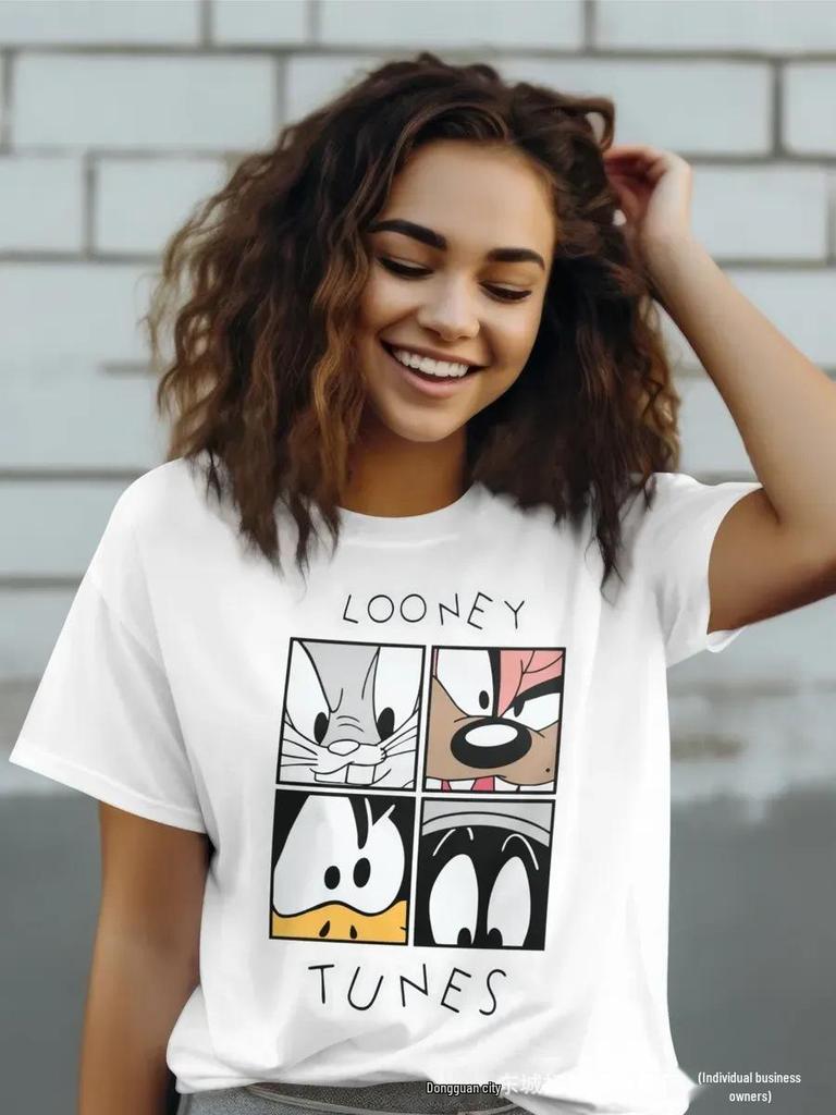 2026 Anime Print Short Sleeve Pure Cotton T-Shirt: Flaw-Covering & Age-Reducing Design