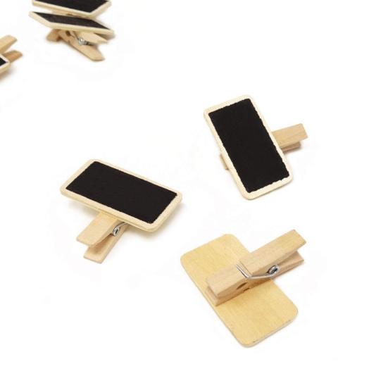 50Pcs Mini Chalkboard Signs Wooden Clip Reserved Table Signs Cute Mini Message Board for Memo Note Taking