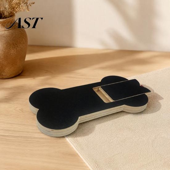 Dog Scratching Deck Scratch Board with Treat Box, Wooden Nail File Board, Bone Pad Shaped Pad, Grinder Alternative for Large Medium Small Dogs Pet