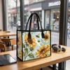Sunflower Bee Printed Casual Tote Bag Fashion Portable Daily Use Handbag