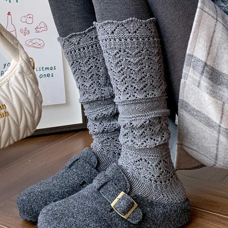 Hollow Wool Stacking Socks Heavy Industry Warm Knitted Stacked Tube Socks Sweet Versatile Socks