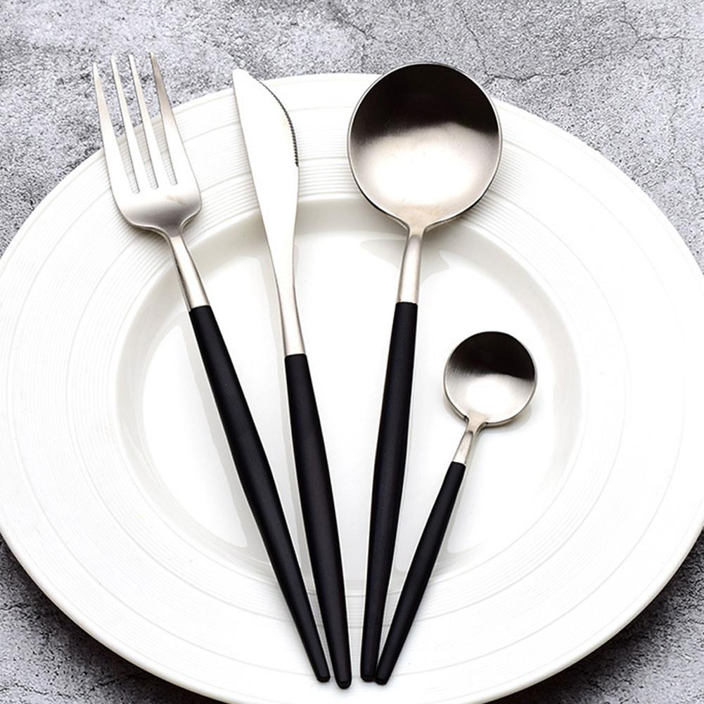 4pcs Cutlery Set Non-slip Smooth Edge Comfortable Grip 304 Stainless Steel Knife Fork Set Ideal For Home Restaurant