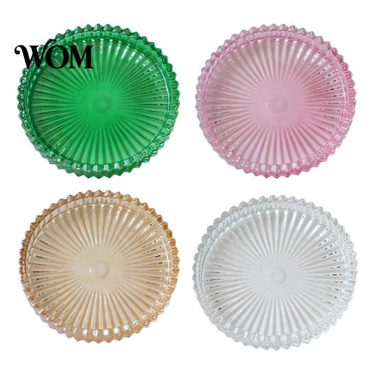 Round Candle Holder Pillar Tray, Decorative Glass Modern Home Decor Dish, for Table Spill-proof
