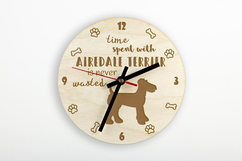 Airedale Terrier, Bingley Terrier - clock with dog, wooden clock with engraving, personalised clock by Art-Dog
