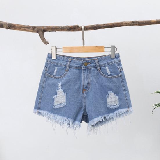 Женские обрезанные джинсовые шорты с высокой талией, рваные джинсы с потертым краем
