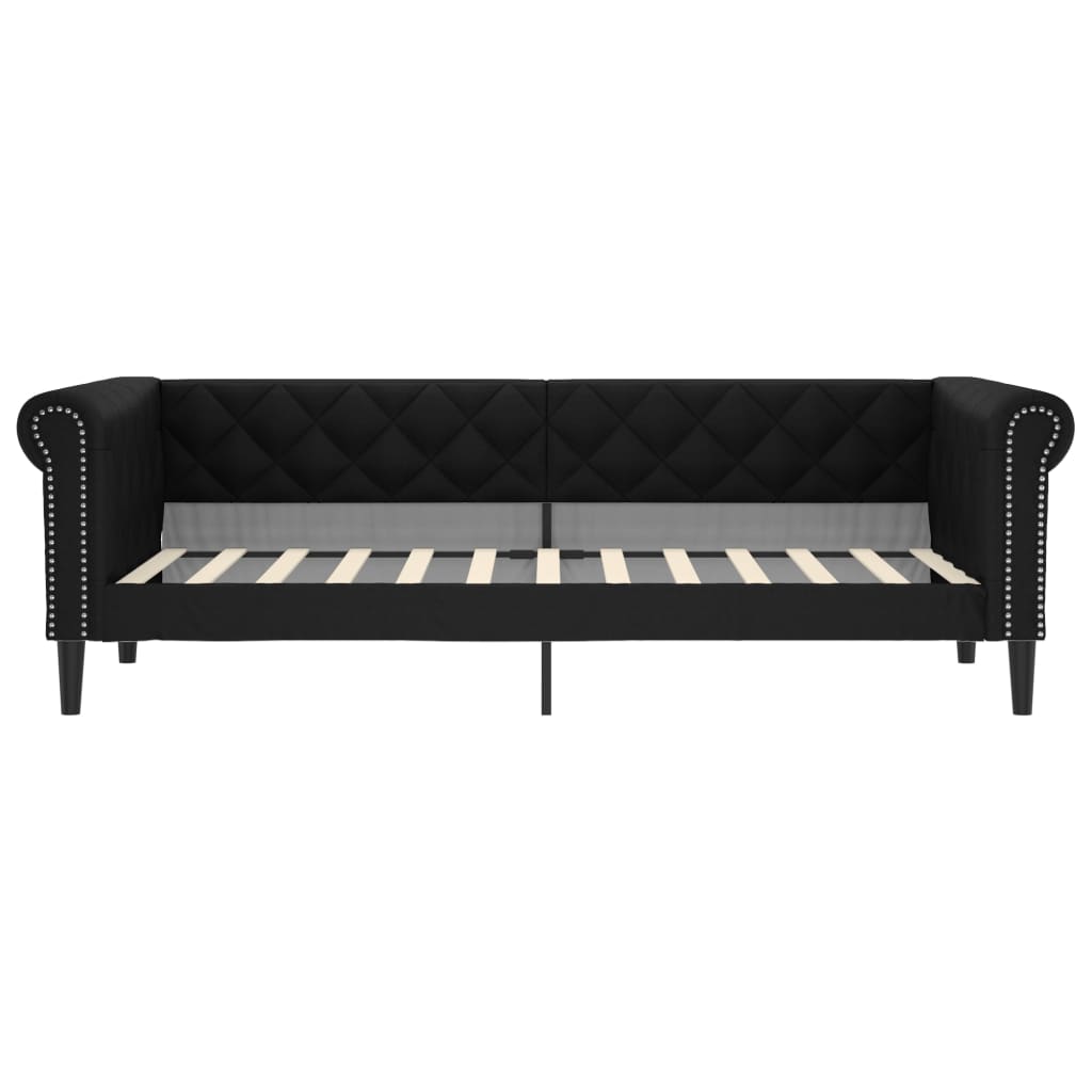 Extendable Daybed with Drawers Black 90x200 cm Artificial Leather