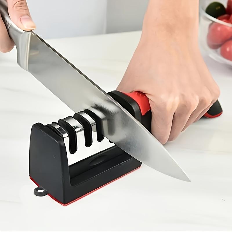 Stainless Steel Handheld Knife Sharpener Modern Multi-Stage Kitchen Tool for Quick and Efficient Sharpening