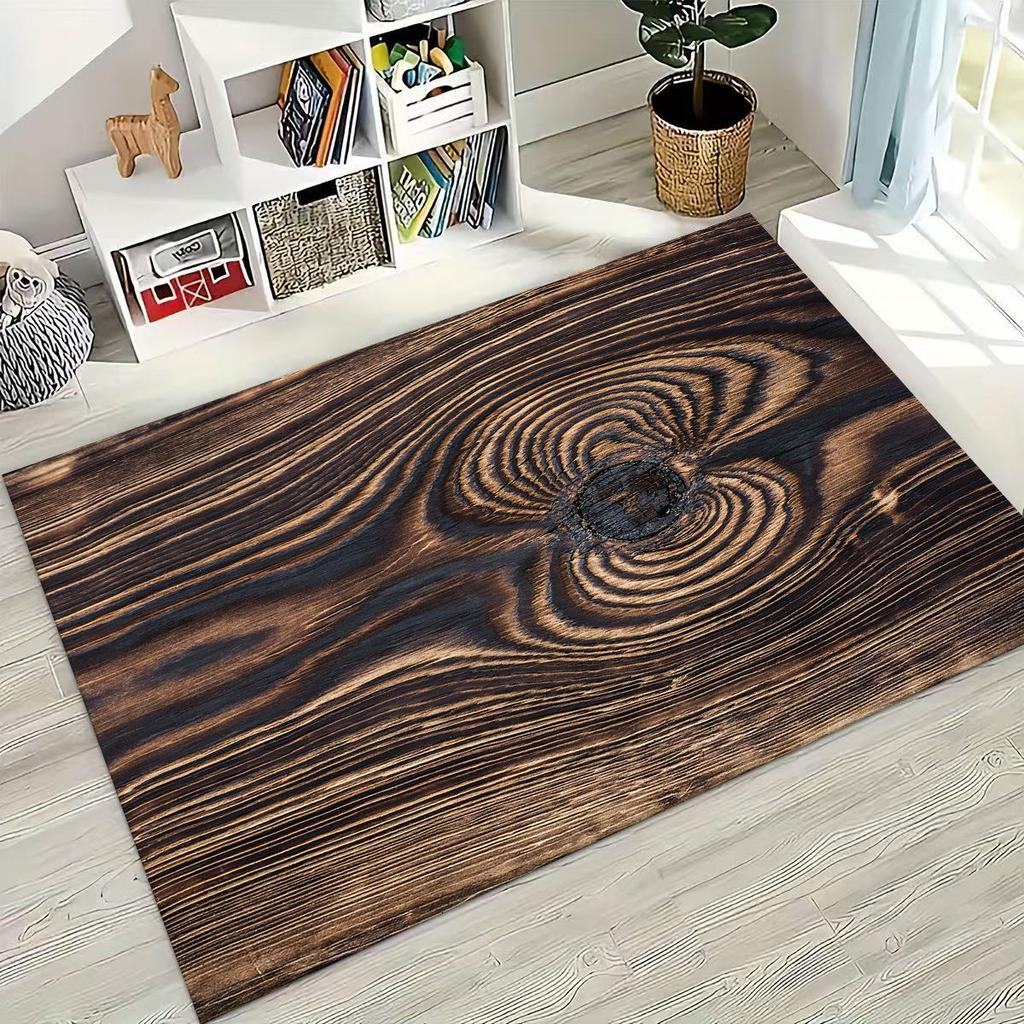 Rainbow Retro Wooden Board Black Brown Wood Grain Rug for Bedroom Living Room Sofa Home Doormat Decor,Large Non-slip Floor Mat