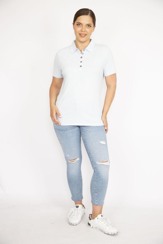 Женская блузка большого размера, желтая блузка больших размеров с воротником-поло и пуговицами спереди, тканевая блузка с короткими рукавами, большие размеры