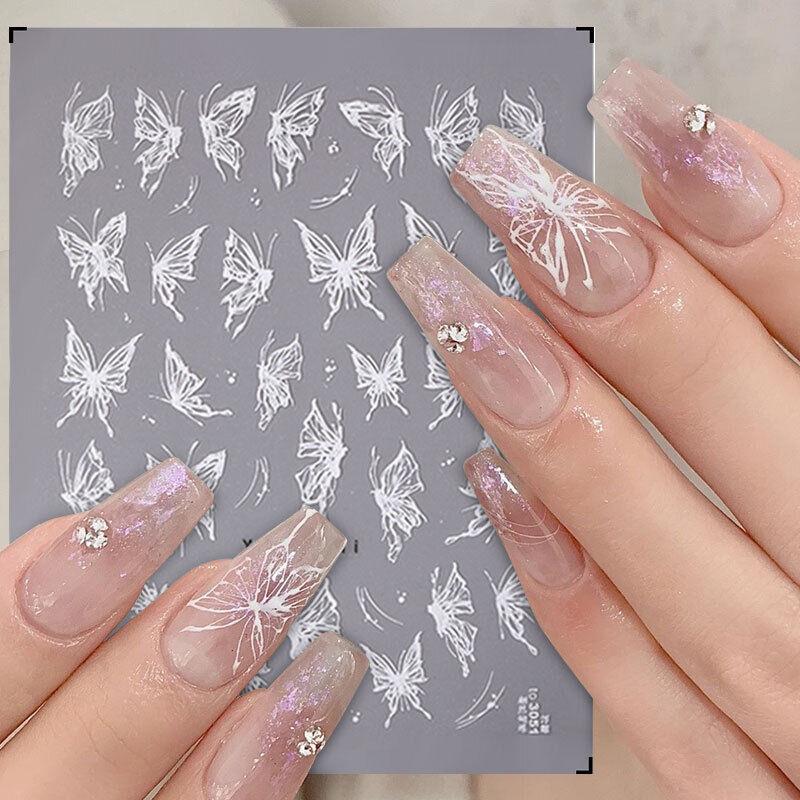 Наклейки для дизайна ногтей-бабочки 5D бронзовое серебро Аврора лазерное украшение для ногтей своими руками