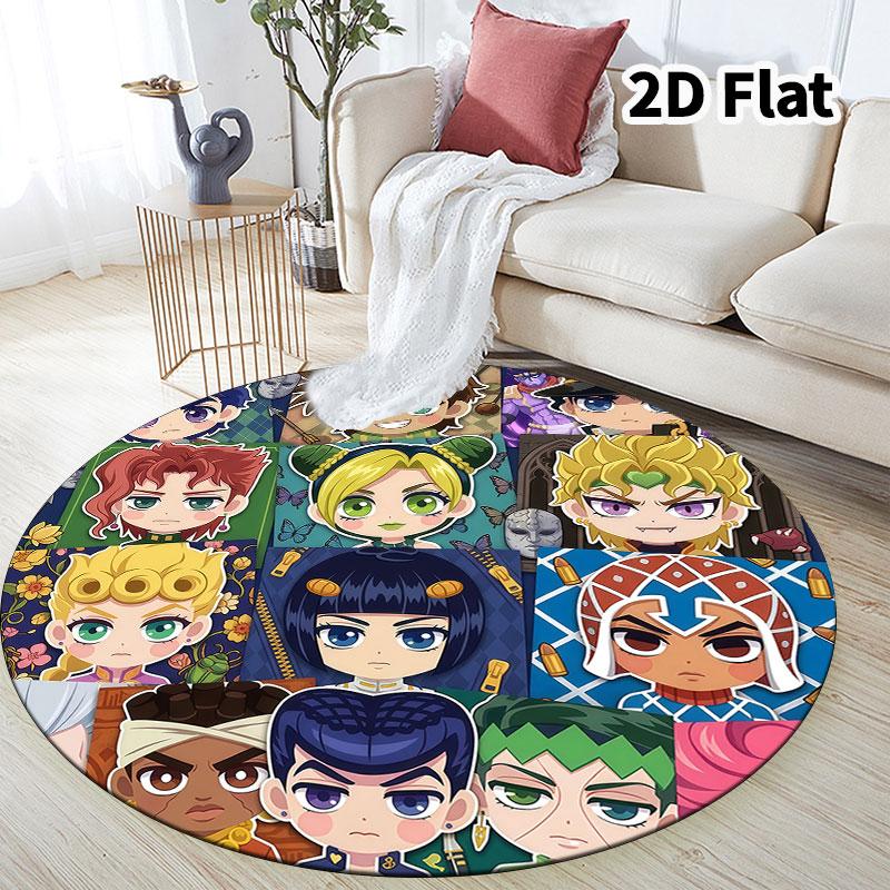 Jojos Bizarre Adventure Round Area Rug Carpet Rug For Living Room Bedroom Sofa Playroom Decor Nonslip Floor Mat