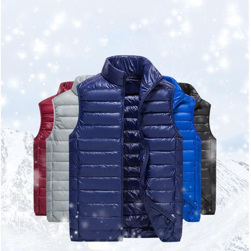 Winter Portable Casual Sleeveless Lightweight Fashion Brand Men Down Vest Coats Plus Size